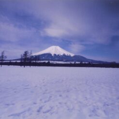 1998-03-09 山中湖村 花の都公園付近から雪の積もった野原と富士山<br>忍野村 デ 富士山 （おじいちゃんの息子）の車で忍野