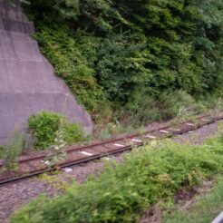 2012-08-13-13-03-28津軽石駅付近 東日本大震災以降運転見合わせ中のJR山田線の線路<br>仙台から松島を経て南三陸に泊まり、志津川や釜石・宮古・小本までの震災の傷跡をみる旅