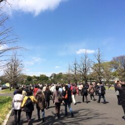 2014-04-05 10-47-42 皇居の花見解放で混雑する丸の内口<br>皇居の花見の一般開放が混みすぎて断念