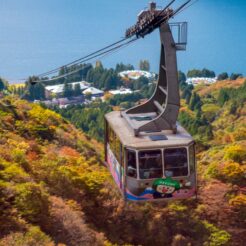 2017-10-30 12;27 箱根駒ヶ岳ロープウェーのゴンドラ<br>箱根登山鉄道やケーブルカー・ロープウェイで芦ノ湖に泊まり、箱根駒ヶ岳、海賊船で芦ノ湖、大涌谷を回った