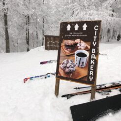 2019-02-10 14;41 白馬村 白馬マウンテンハーバー 看板<br>岡谷からレンタカーで松本を経由して白馬村に向かい雪道をドライブして岡谷に戻る旅