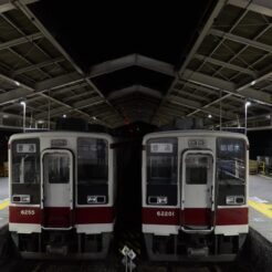 2020-10-24 02;50 東武日光駅 夜間停泊中の車両<br>浅草から深夜出発の東武夜行列車「日光夜行号」とバスで紅葉の奥日光・戦場ヶ原を散策して日光を楽しむ