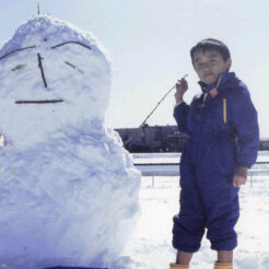 1994年の東京大雪後の多摩川土手<br>1994年2月12日の大雪の後、多摩川の土手にて