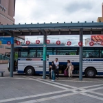 2017-08-13 11;42 弘前駅 駅前に到着した盛岡からの岩手県交通の高速バス