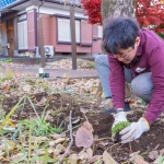 2024-12-08-16;02;30 花の家 柿の木の下で苗を植えるCOTA