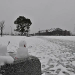 2008-02-03 15-11-57雪だるまと横浜赤レンガ倉庫