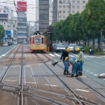 2015-07-06-08-59 松山 伊予鉄路面電車の張り巡らされたネットワークにあるポイント