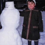 1989-11-28 実家近くで雪遊びをするCOTA