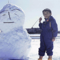 1994年の東京大雪後の多摩川土手